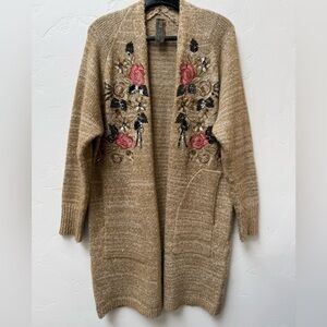 Mid-length Cozy Embroidered Cardigan